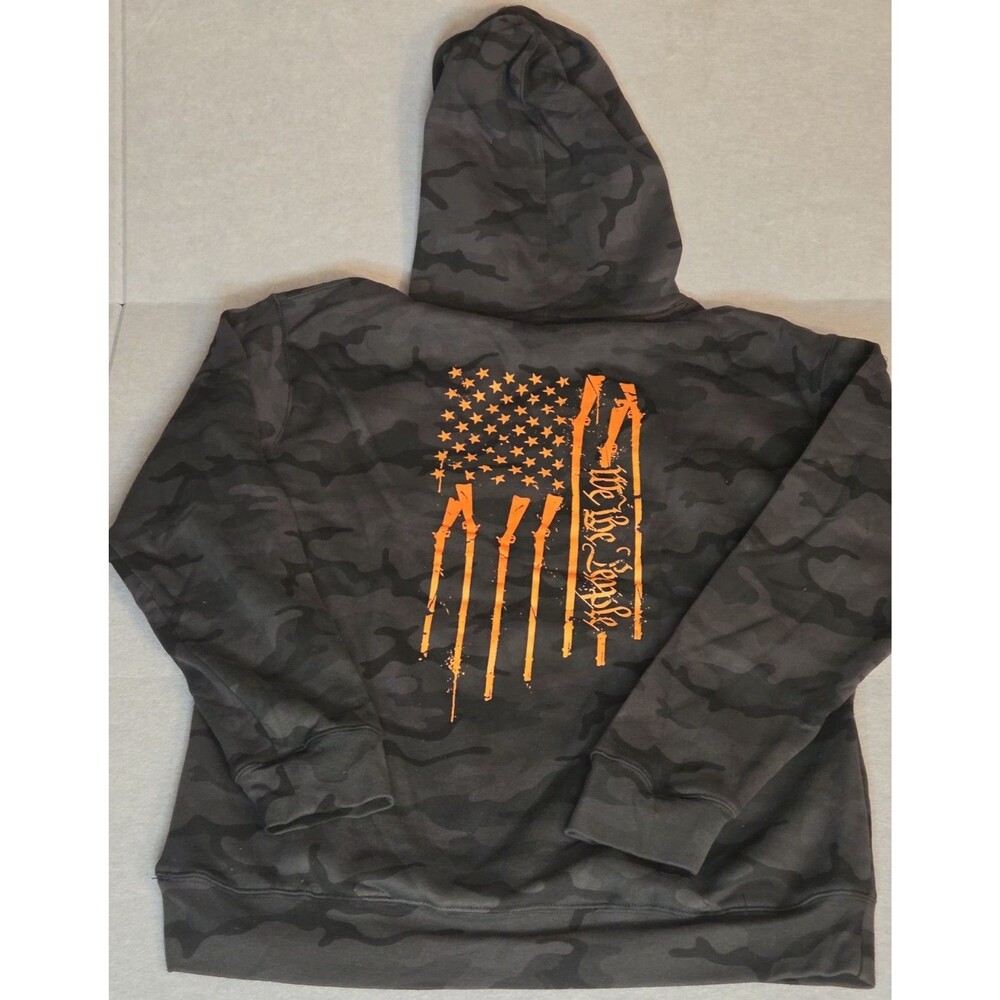 HOWITZER We The People Hoodie Mens M Black/Grey Camo Orange Flag NWOT